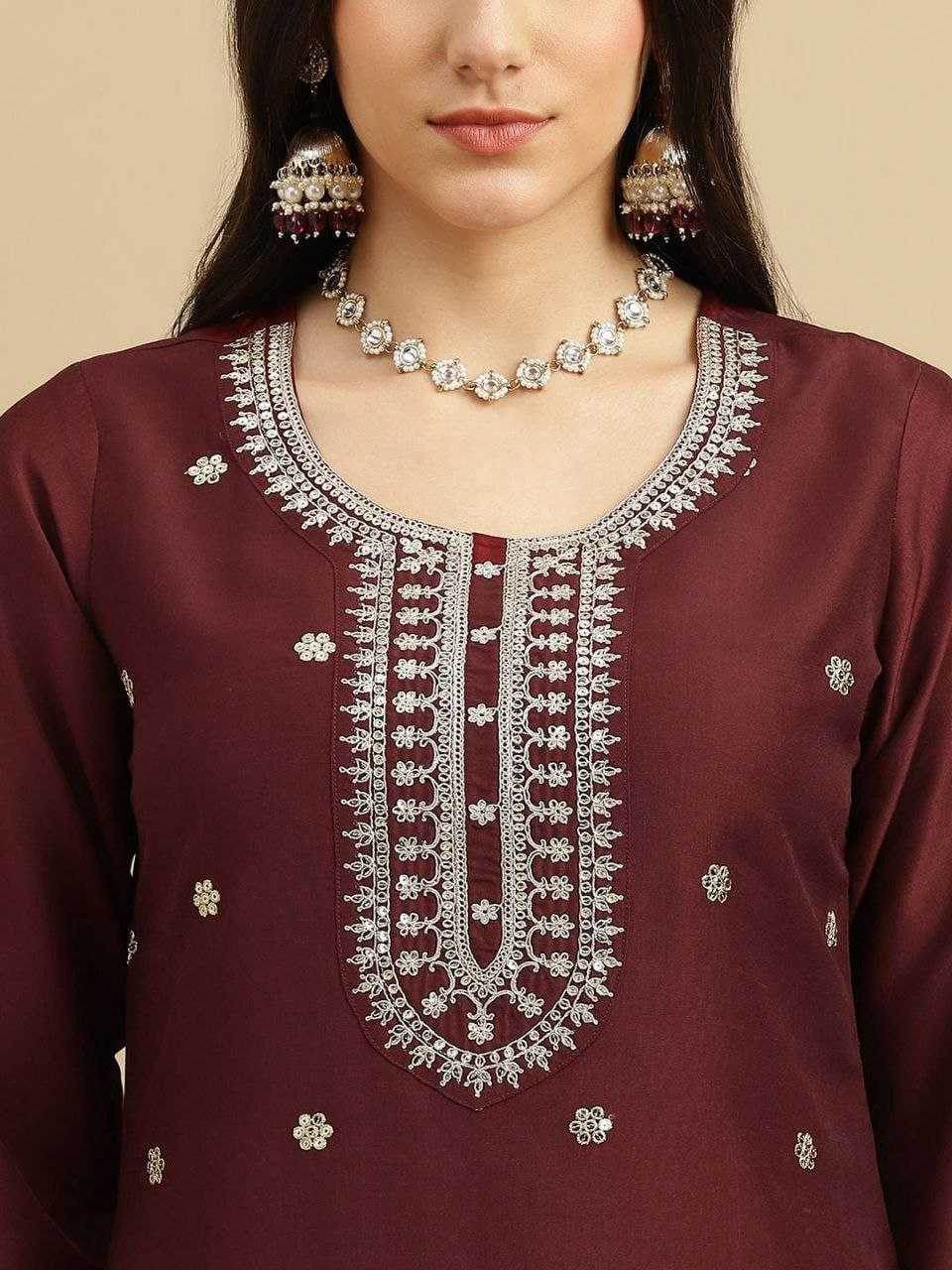 Rayon Cotton Embroidery Palazzo Suit - MYLUXURY LANE ENTERPRISE